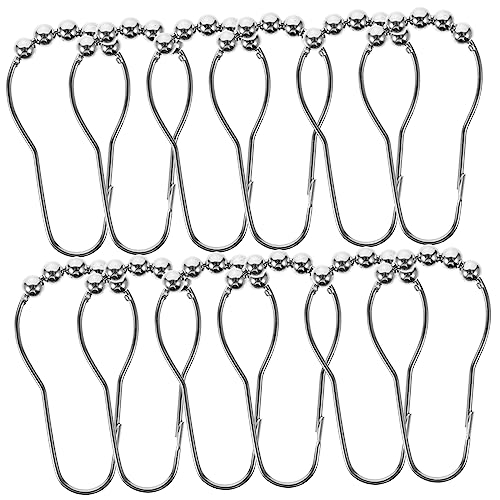 Levemolo 24pcs Shower Curtain Rings Decorative Hooks with Smooth Surface Rustproof Hanging Rings for Easy Installation for Bathroom Curtains and Drapes