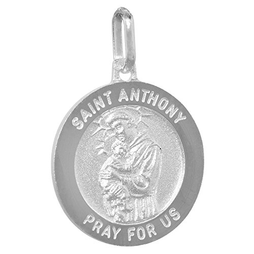 12mm Dainty Sterling Silver St Anthony Medal Necklace 1/2 inch Round Nickel Free Italy