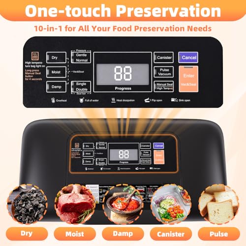 Image of Vacuum Sealer Machine,Food Saver Vacuum Sealer Machine,Multipurpose Food Sealer for Dry & Moist Food, One-Touch, Double Seal, Built-In Cutter, 1 Roll &10Pre-Cut Bags