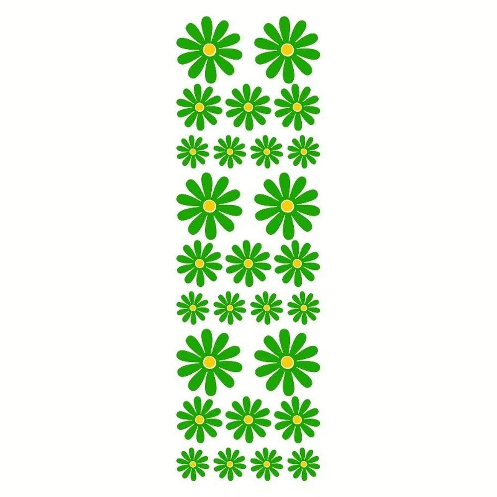 Daisy Flower Vinyl Sticker Self Adhesive Waterproof Decal for Car Truck SUV Laptop Wall(Green)