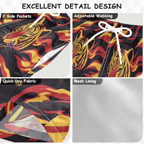 Boccsty Tiger Head Stripe Boys Swim Trunks Baby Kids Swimwear Summer Toddler Beach Board Shorts 2T3