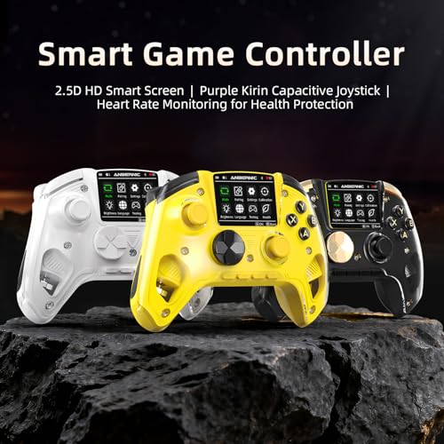 Image of Doriteney RG G01 Wireless Gaming Controller with Heart Rate Monitor & Display, Hall Effect Triggers, Programmable Back Buttons for PC, Switch, Steam, Android, iOS - 2.4G /Bluetooth /Wired Black