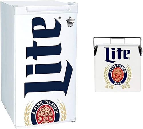 Koolatron ML90 Enfriador de bebidas - Capacidad de 32 pies cúbicos 90 litros 90 litros blanco y MLVIC-13 caja de hielo con abridor de botellas