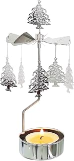 kingnero Rotary Candle Holder Spinning Candleholder Tea Light Candle Powered Carousel Small Gift (Christmas Tree)