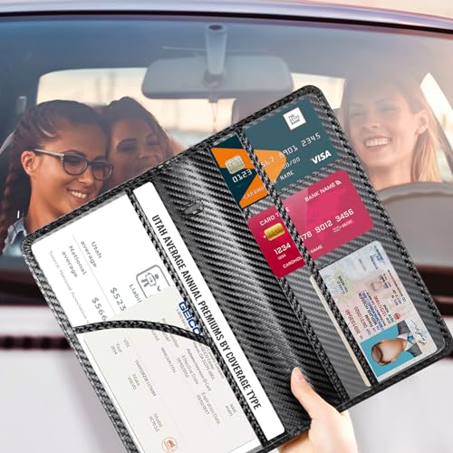 Image of CoBak Car Registration and Insurance Holder | Vehicle Glove Box Organizer, Auto Truck Compartment Document Case with Magnetic Closure for Insurance & Driver License