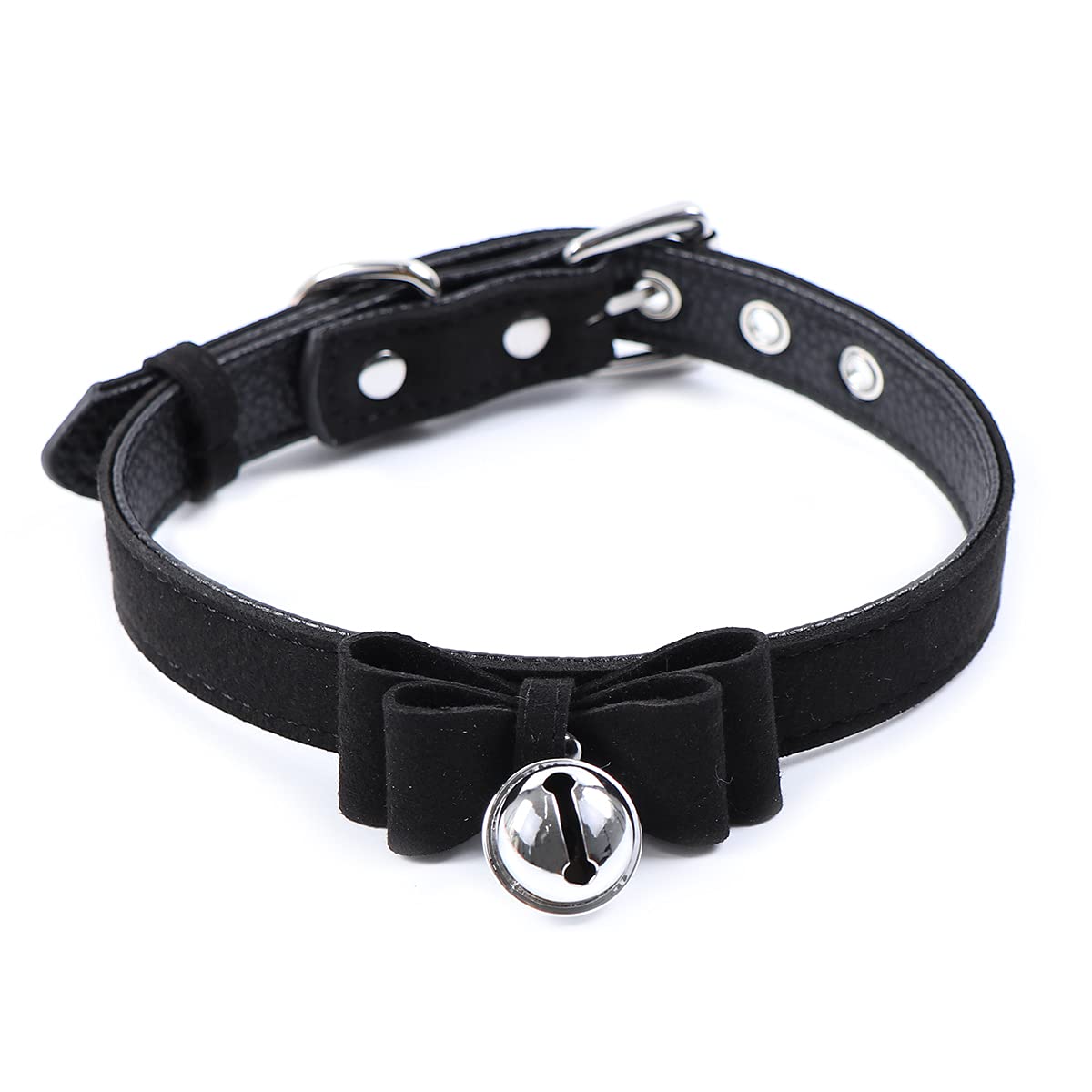 SuccubaBell Choker Collar Necklace Lolita Bow Padlock Collar Choker Necklace Kitty Velvet Necklace for Women and Men