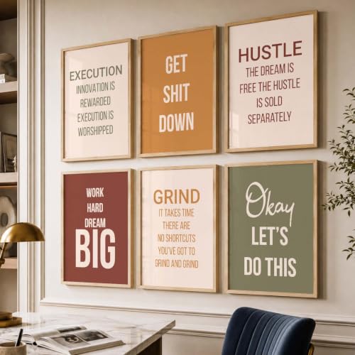 Image of kotart Quote wall Paintings with Frame for Home Decoration - Painting for Living Room Bedroom Office Wall hanging frames - Pack of 6 | Set of 6 Multicolo (13x17 inch, F)