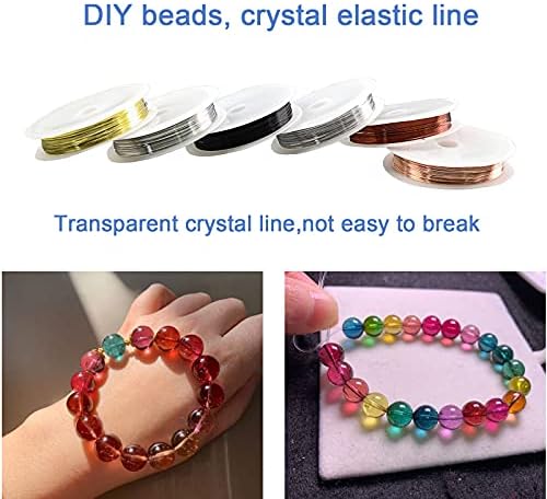 6 Pieces 0.4 mm Tarnish Resistant Copper Wire, Jewelry Beading Wire, Bare Copper Jewelry Wire, Copper Wire, for DIY Jewelry Making Supplies and Craft (26 Gauge, 5 Color)
