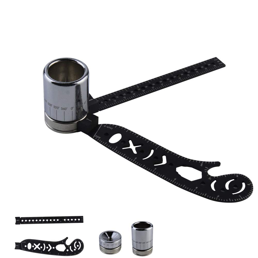 Magnetic Multifunction Circle Drawing Tool - Pocket Size Compact Rotary Multi-Tool Combo with Curved & Straight Ruler, Mini Compass and Protractor -Drafting Sketching Journal Stencil for Adults