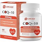 OMOGS CoQ10 400mg Softgels, Coenzyme Q10 High Absorption Supplements Support Heart Health, Cardiovascular Health, Immune System & Cellular Energy Production, Gluten Free, 90 Softgels