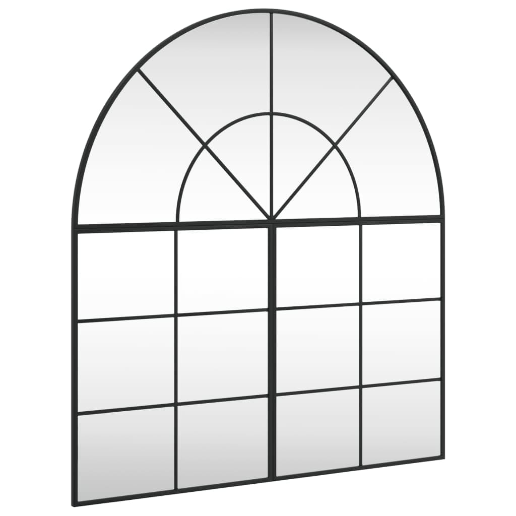 KGHFDVB Minimalistic Arch Wall Mirror Black 100x110 cm, Iron Frame Wall Mounted Mirror with Powder-Coated Glass for Bedroom, Hallway, Living Room, Bathroom