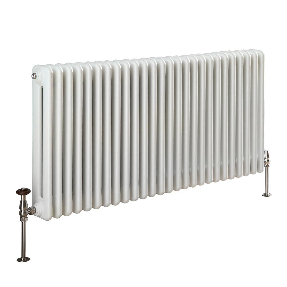 Milano White Atticus - Horizontal Modern Column Radiator - 600Mm X 1177Mm (Double Column)