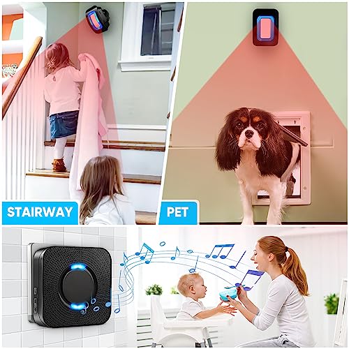 Cotinse Wireless Motion Sensor Led Light - Motion Detector Alarm Chimes Door Sensor With 500 Ft Range Security Alert Monitor System For Home thumb #2