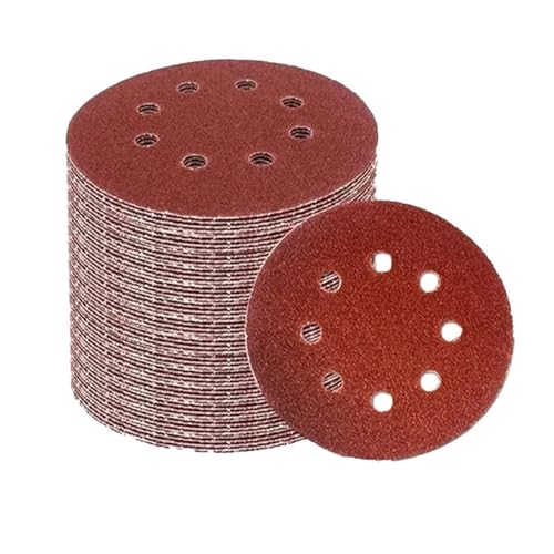 Disco de pulido abrasivo de Metal for carpintería, papel de lija de 8 agujeros y 125mm, herramienta de pulido, discos de lijado de grano 40/1000/2000(50pcs,800 grit)
