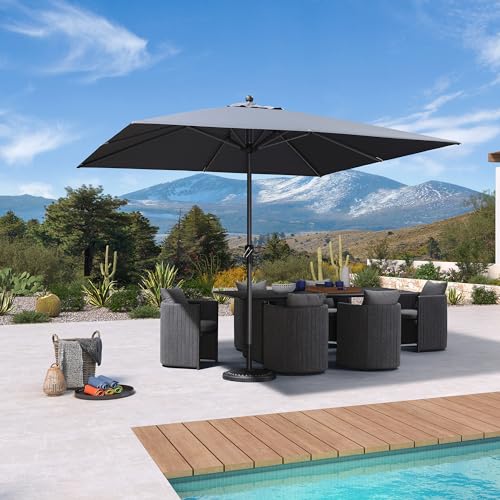 Image of PURPLE LEAF Outdoor Market Umbrella 10' x 10' Square Gray 8 Metal Ribs Pool