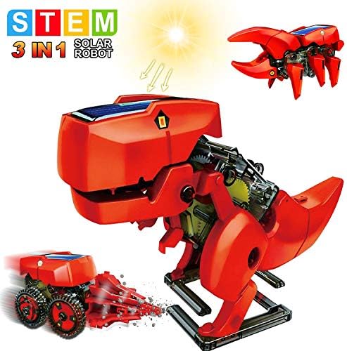 HOMOFY STEM Educational Toys DIY Dinosaurs STEM Toys Solar Robot Kit 3-in-1 Solar Power Educational Kits Toys Learning Science Building Toys Robot Science Kits for Kids 10 11 12 Year Olds Boys Girls