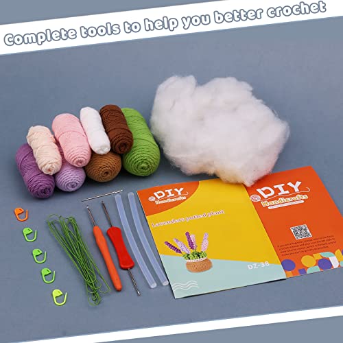 Image of kgxulr Crochet Kit, Crochet Kit for Beginners Flowers, Purple Lavender