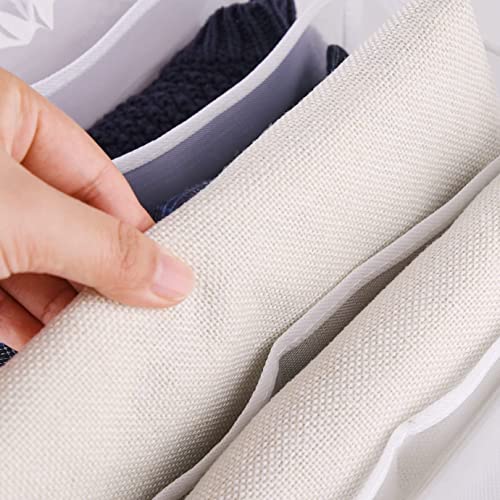 Image of MBW Wardrobe Clothes Organizer Storage Box with 7 Grid Compartments, Foldable Mesh Clothes Organizer for Jeans, T-Shirts, Sweaters & Closet Drawer Storage | Machine Washable Wardrobe Organiser Po1