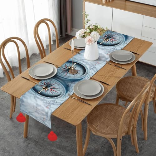 Chemin de table boussole imprimé pour salle à manger et table basse
