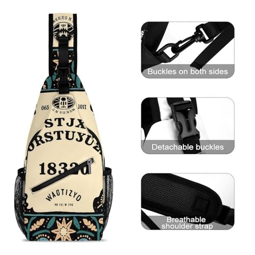 Sling Shoulder Backpack for Women Men Anti-Theft Multipurpose Outdoor Sport Daypack Travel Bag, Ancient Magical Spirit Board Art Chest Day Bag Backpack3