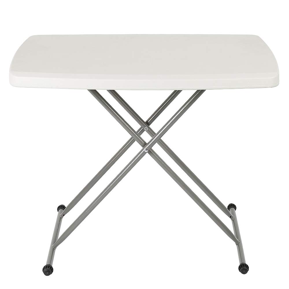 Tavolo pieghevole da campeggio 76 cm, compatto e regolabile, bianco, materiale: HDPE, superficie: 76 x 50 cm per giardino, terrazza e balcone
