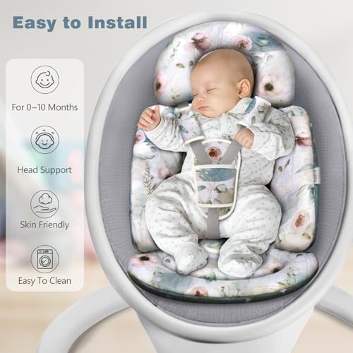 Image of Infant Car Seat Insert, 2-in-1 Reversible Baby Car Seat Head Support with 3 Strap Covers, Breathable Soft Newborn Car Seat Insert and Baby Carseat Cushion for Stroller, Swing, Rocker, Bassinets