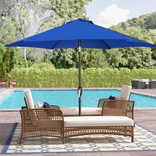 Image of Blissun 7.5 ft Patio Umbrella, Yard Umbrella, Outdoor Market Umbrella with Push Button Tilt Crank, Royal Blue