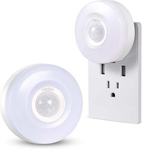 Miniatura 8 de YELKO Luz nocturna enchufable, luces nocturnas superbrillantes de 200 lúmenes, paquete de 4 luces LED de noche con sensor de movimiento enchufables