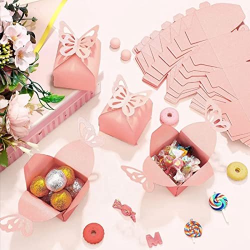 50 Unidades De Caixas De Lembrancinhas De Borboleta Rosa, Caixas De Doces, Caixas De Presente Para C