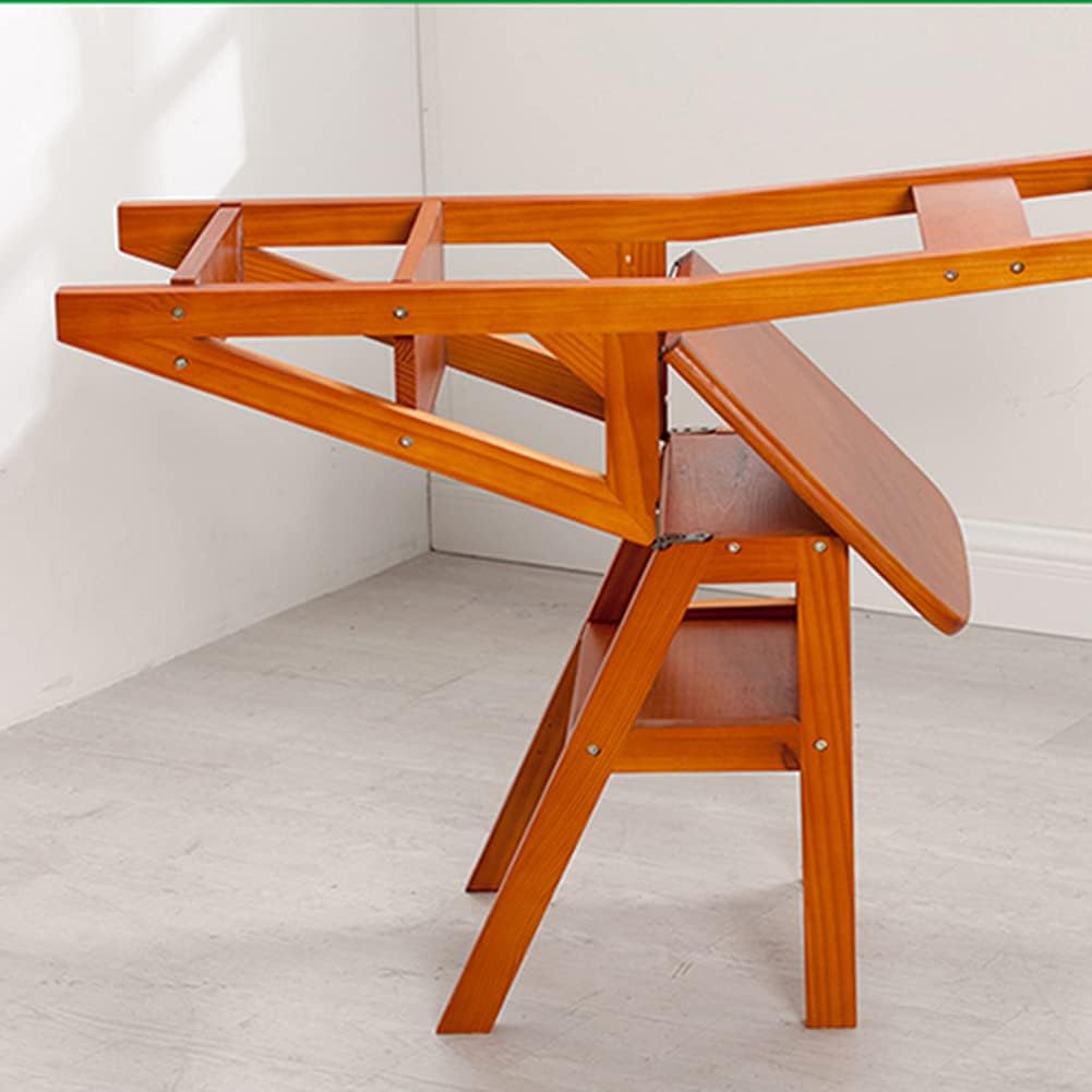 Step Ladder Home Step Stools, Strong and Durable Solid Wood Step Stool Oak Wooden Change Shoe Bench Bathroom Fashion Stairway Chair 4 Steps Max Load 120Kg