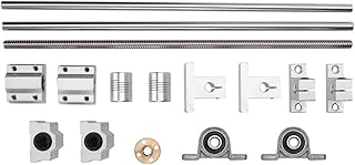 15PCS T8 Screw Kit, 300mm Length Shaft Optical Axis&Pillow Block Bearings Slide Block for T8 Guide Screw Rod Kit Coordinate Measuring Tools Widely Used in Machine Tools