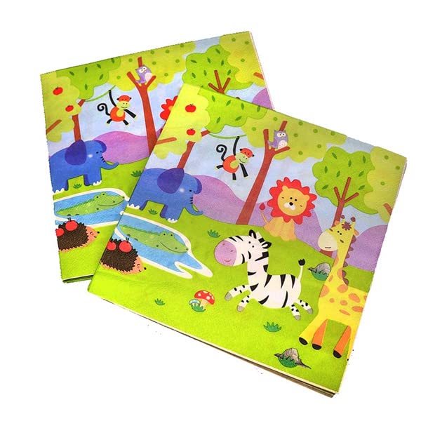 PartyMane Jungle Theme Tissue Paper/Jungle Napkin/Jungle Happy Birthday Theme Party Supplies 20pcs-image-40