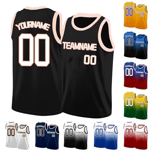 Image of Custom Basketball Jersey for Men - Personalized Name & Number, Embroidered or Printed, Athletic Shirt for Kids, Boys & Youth