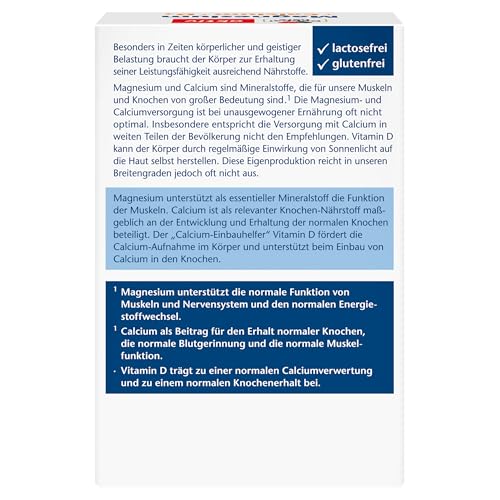Doppelherz Magnesium + Calcium + D3 - Magnesium als Beitrag für die Muskelfunktion und zum Erhalt normalen Knochen - 120 Tabletten