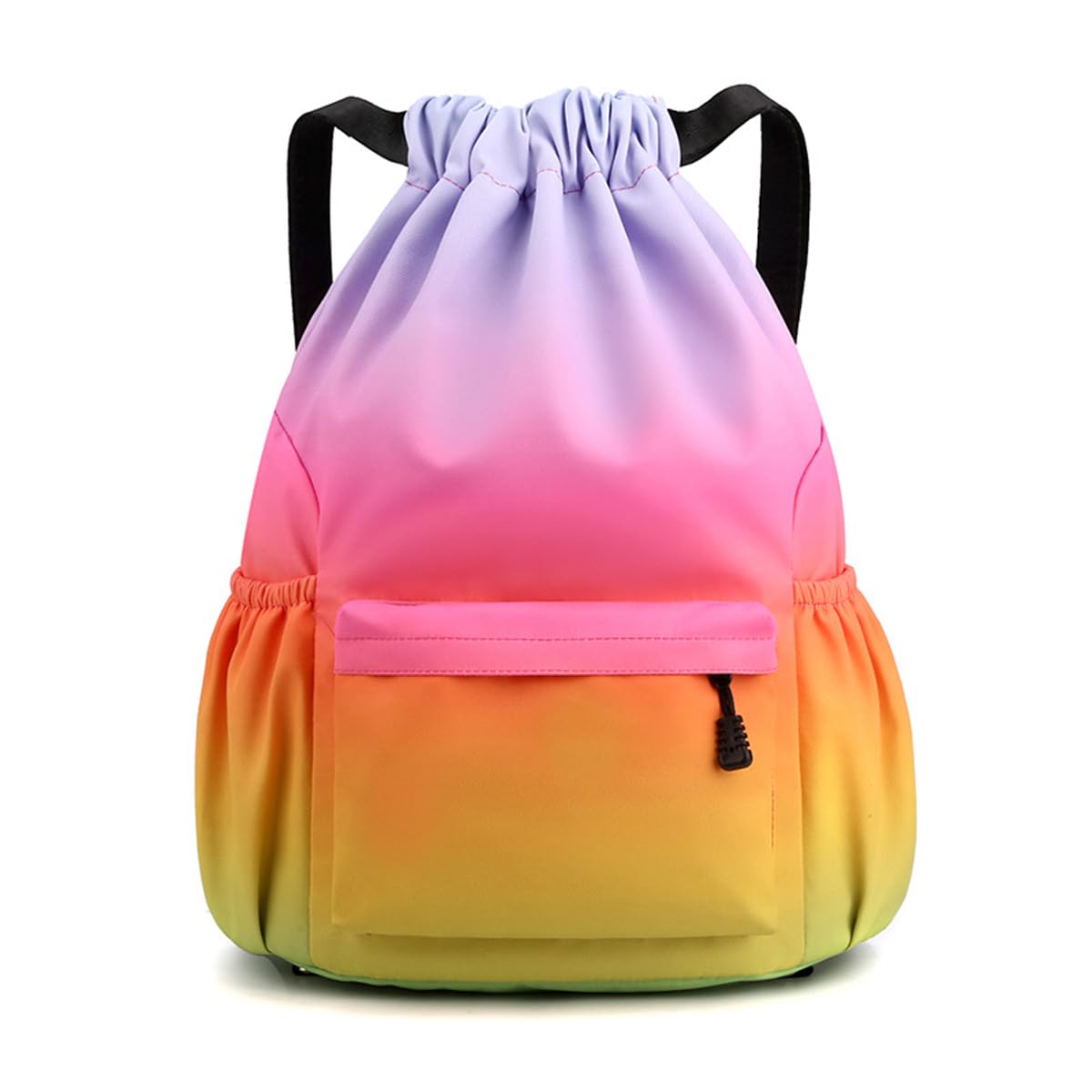 YYKSYDPT Drawstring Backpack, Unisex Waterproof Bag With Outside Zipper Pocket, Oxford Drawstring Bags for Sports, Work (Rainbow, L)