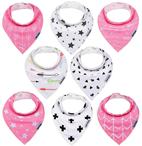 Dodo Babies Baby Bandana Drool Bib Set - 8pc Infant Bibs with 2 Pacifier Clips, Binky Case, Gift-Ready Bag - Soft Absorbent Cotton with Polyester Back - Adjustable Buttons to Fit 3-24 -Month Old Girls - Thumbnail 4