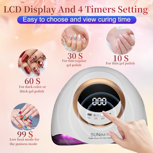 UV LED Nail Lamp, 280W Professional UV Nail Dryer Light for Gel Nails with 66 Beads, Fast Curing Gel Polish Lamp Auto Sensor 4 Timer Setting, Nail Art Drying Tools for Fingernail and Toenail (PRO) - Image 4