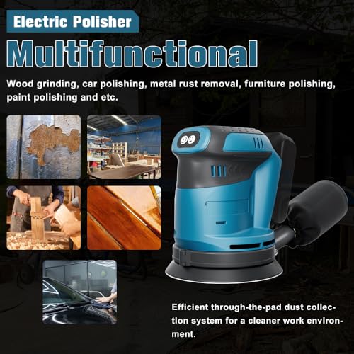 Cordless Orbital Sander for 18V Battery (Tool only) Brushless Random Orbital with 12 Sandpapers 360°Rotating Sanding, for Sanding, Polishing Metal Wood 6 Cordless Orbital Sander for 18V Battery (Tool only) Brushless Random Orbital with 12 Sandpapers 360°Rotating Sanding, for Sanding, Polishing Metal Wood - Image 6