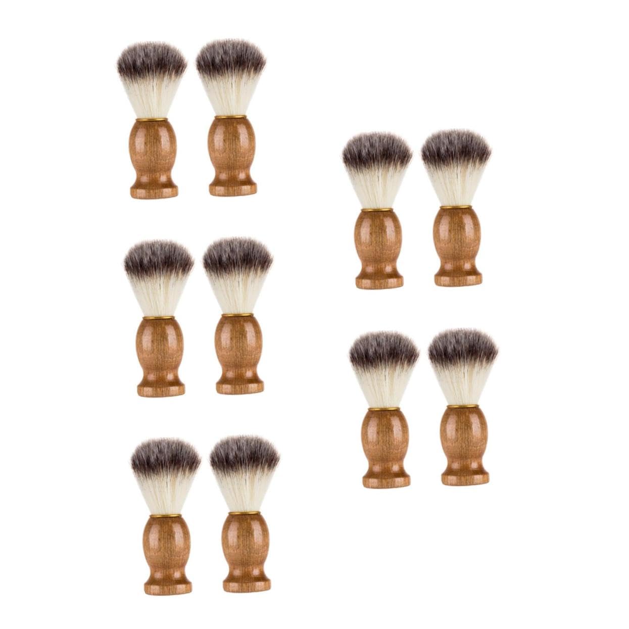 CALLARON 10 Pezzi Spazzola da Barba Uomo in Legno e Setole Nylon Pennello per Rasatura Veloce e Rimozione Detriti Setole Morbide Rapida Asciugatura per Cura Barba Professionale