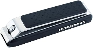 Tweezerman Men's Precision Grip Toenail Clipper with Clipping Catcher - Sharp Curved Blades, No-Slip Grip, Black