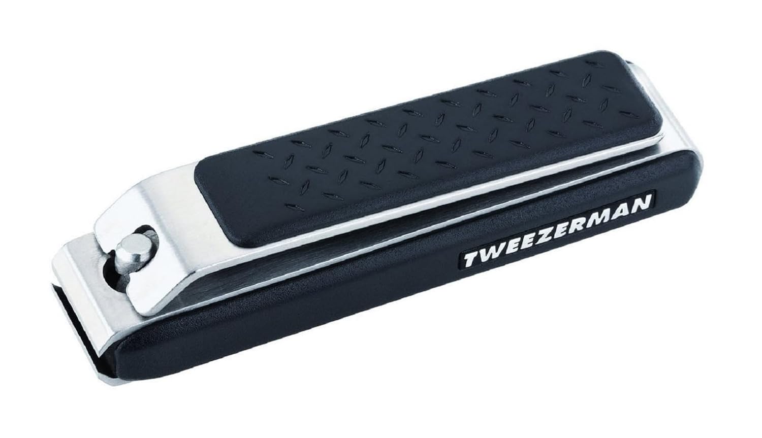 Tweezerman Men's Precision Grip Toenail Clipper with Clipping Catcher - Sharp Curved Blades, No-Slip Grip, Black