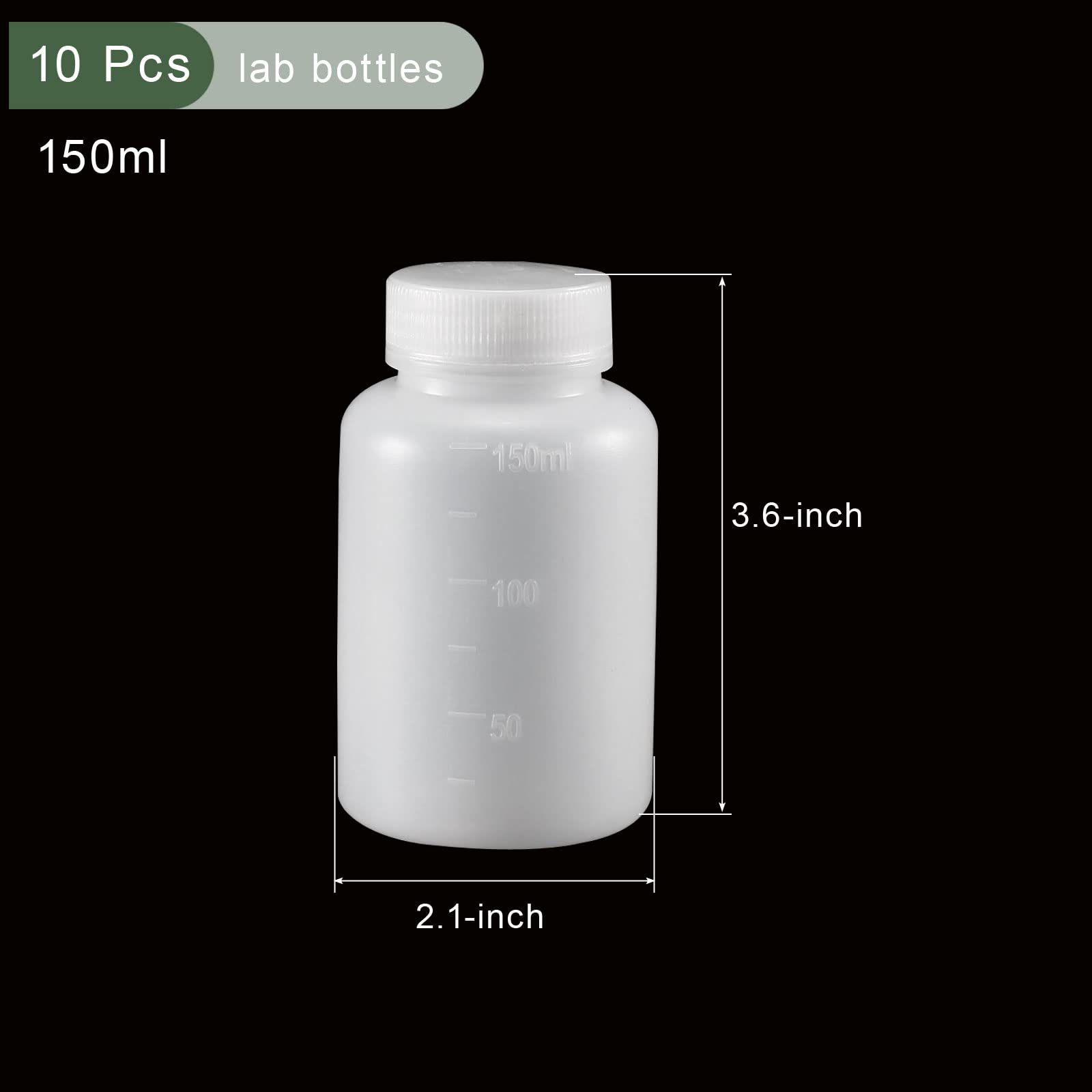 YOKIVE 10本 化学ボトル 実験室容器 広口付き 液体の保管 実験室 店舗, image size:1600x1600