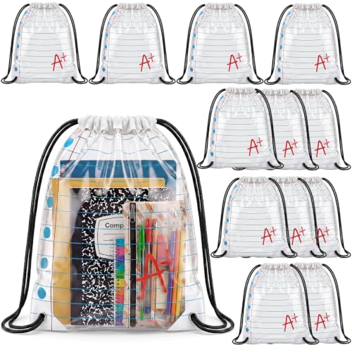 Bulyoou Mochila transparente com cordão de volta às aulas, 12 unidades
