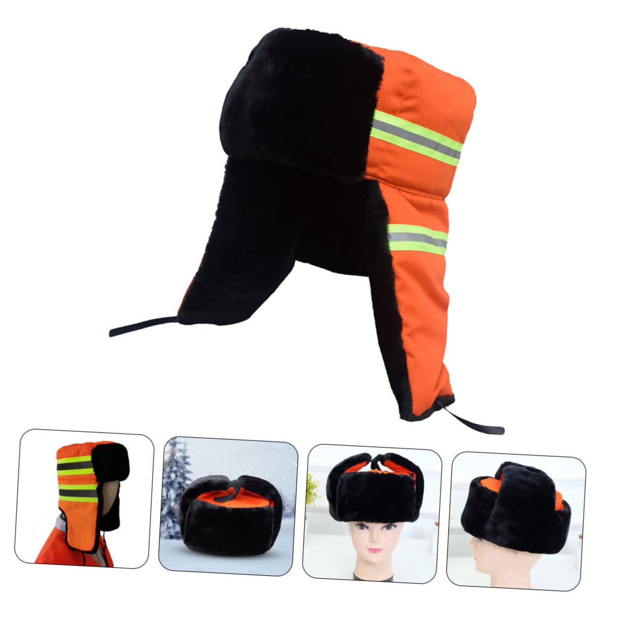 PACKOVE Outdoor Sanitation Worker Hat Hat Reflective Strips Ear Protection Random Style