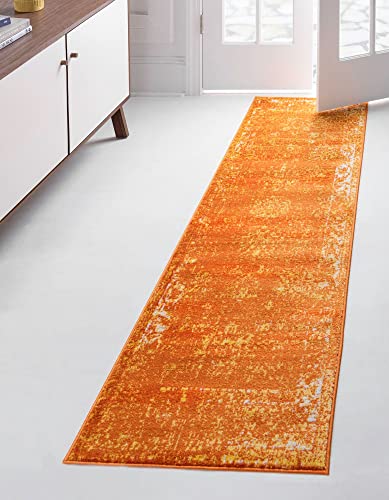 Rugs.com Monte Carlo Collection Rug – 2' x 9' 10 Runner Orange Medium Rug Perfect for Living Rooms, Large Dining Rooms, Open Floorplans