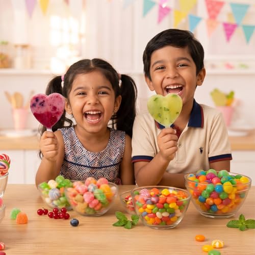 Image of Solitude Set of 4 Heart Shaped Silicone Popsicle Moulds | BPA Free Food Grade Reusable Non-Stick Candy Mold | DIY Ice Cream, Chocolate, Jelly, Lollipop and Cake Pop Maker, Multicolour