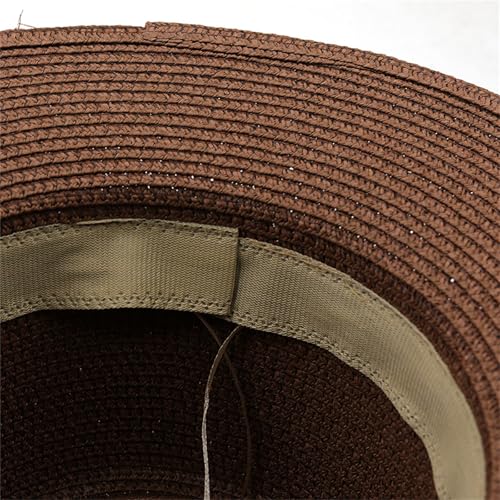Kids Wide Brim Straw Panama Roll up Hat Fedora Boys Girls Beach Sun Hat UPF50+2