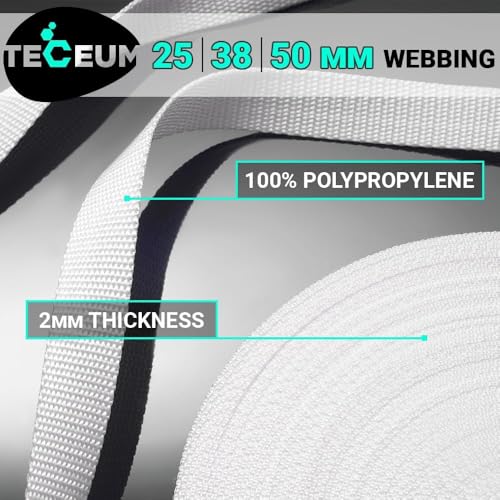 Image of TECEUM 3 /4 inch & 5 /8 inch & 1 inch & 1.5 inch & 2 inch Webbing - 10 25 50 Yards - 40+ Colors - Heavy Duty 1 Inch 1.5 Inch 2 Inch Backpack Straps - Webbing for Outdoors Indoors Crafting DIY