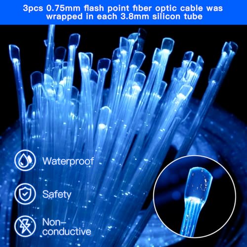 Image of AZIMOM 50pcs 9.8ft Side Glow Fiber Optic Sensory Light for Autism Room,16W Twinkle&Sound Activated Light Box,Fiber Optic Curtain 3x0.75mm Flash Point Light Up Cable