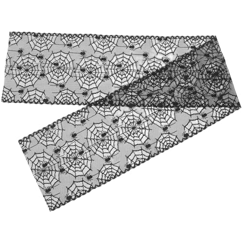 DOITOOL Mantel de Encaje Negro Diseño de Telaraña para Decoración de Halloween, Reutilizable y Fácil de Limpiar para Fiestas Espeluznantes Hogar